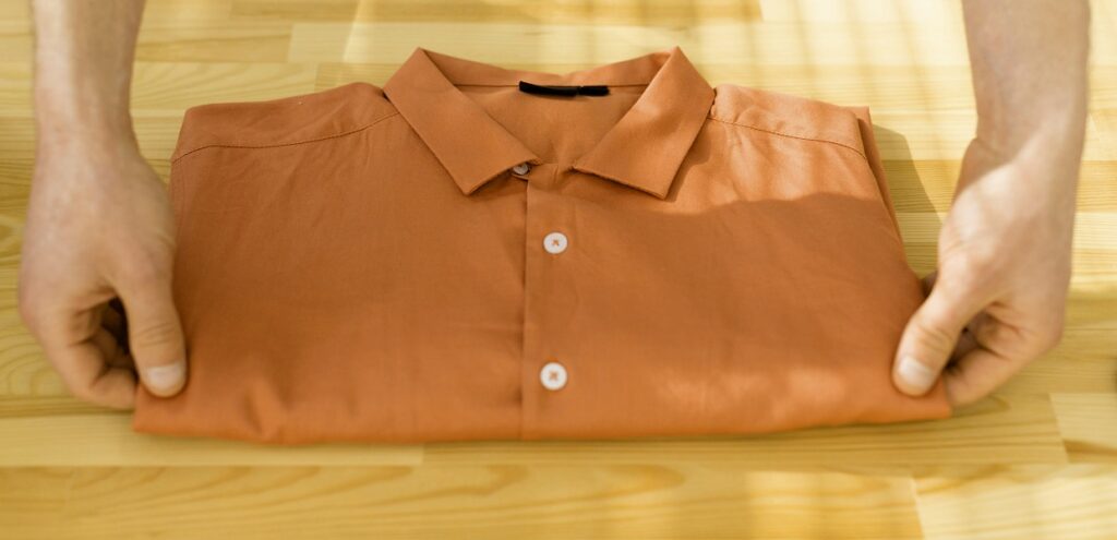 orange linen shirt