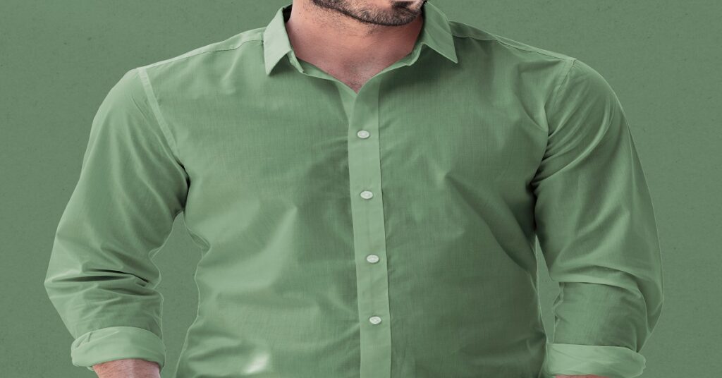pista green linen shirt